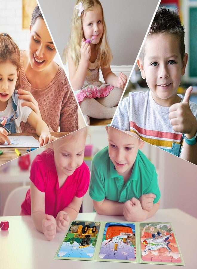 SID MAGIC Magnetic Puzzle Book for Kids Portable Educational Travel Toy Foldable 3 Panel Puzzles for Toddlers & Children (Vehicle) - Image 3